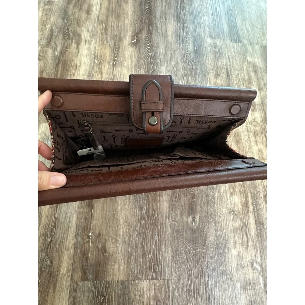 FOSSIL Vintage Reissue Silhouettes Plaid Russet Clutch Fall Tweed Academic